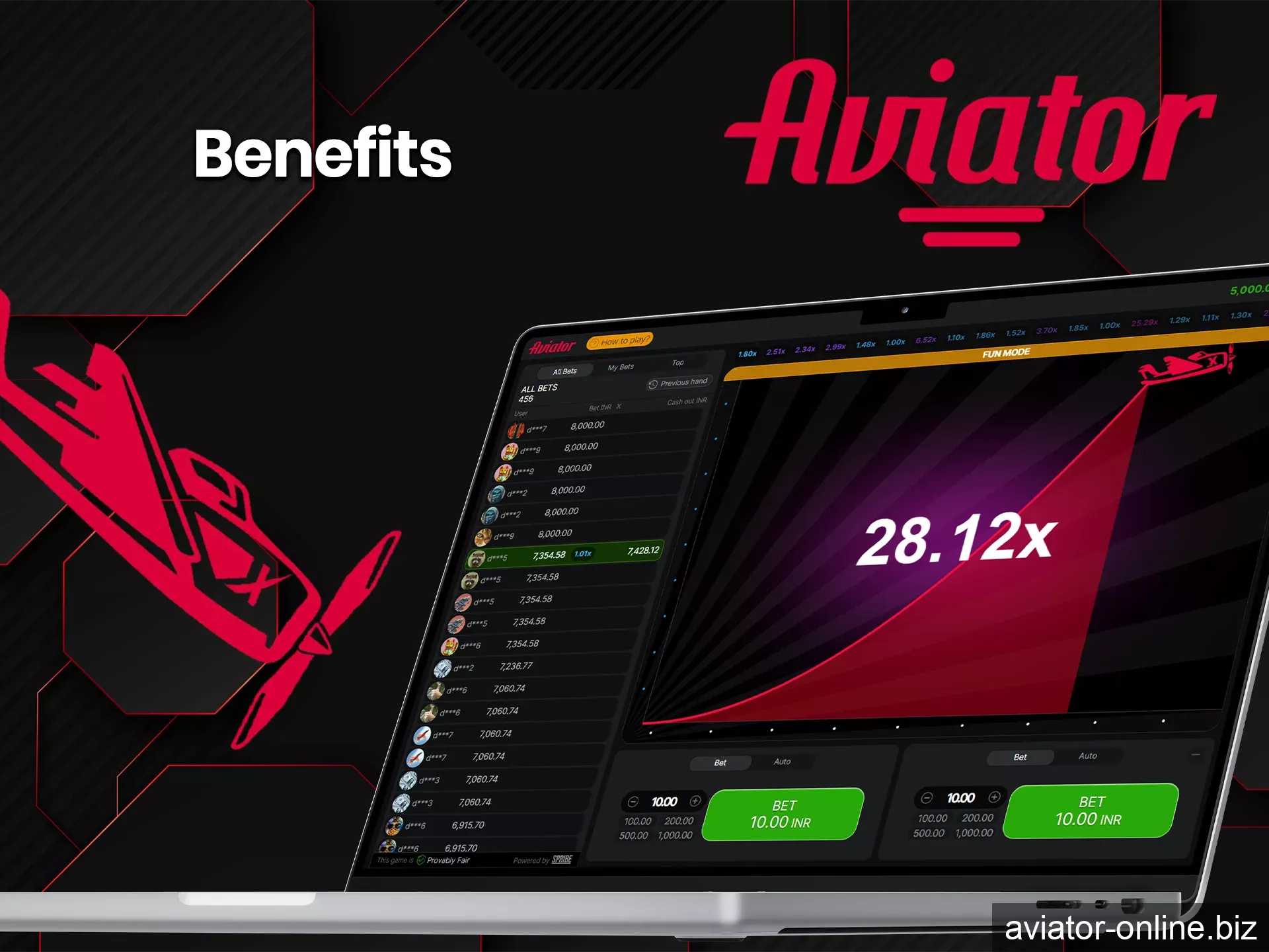 Find out all the advantages of the game Aviator.
