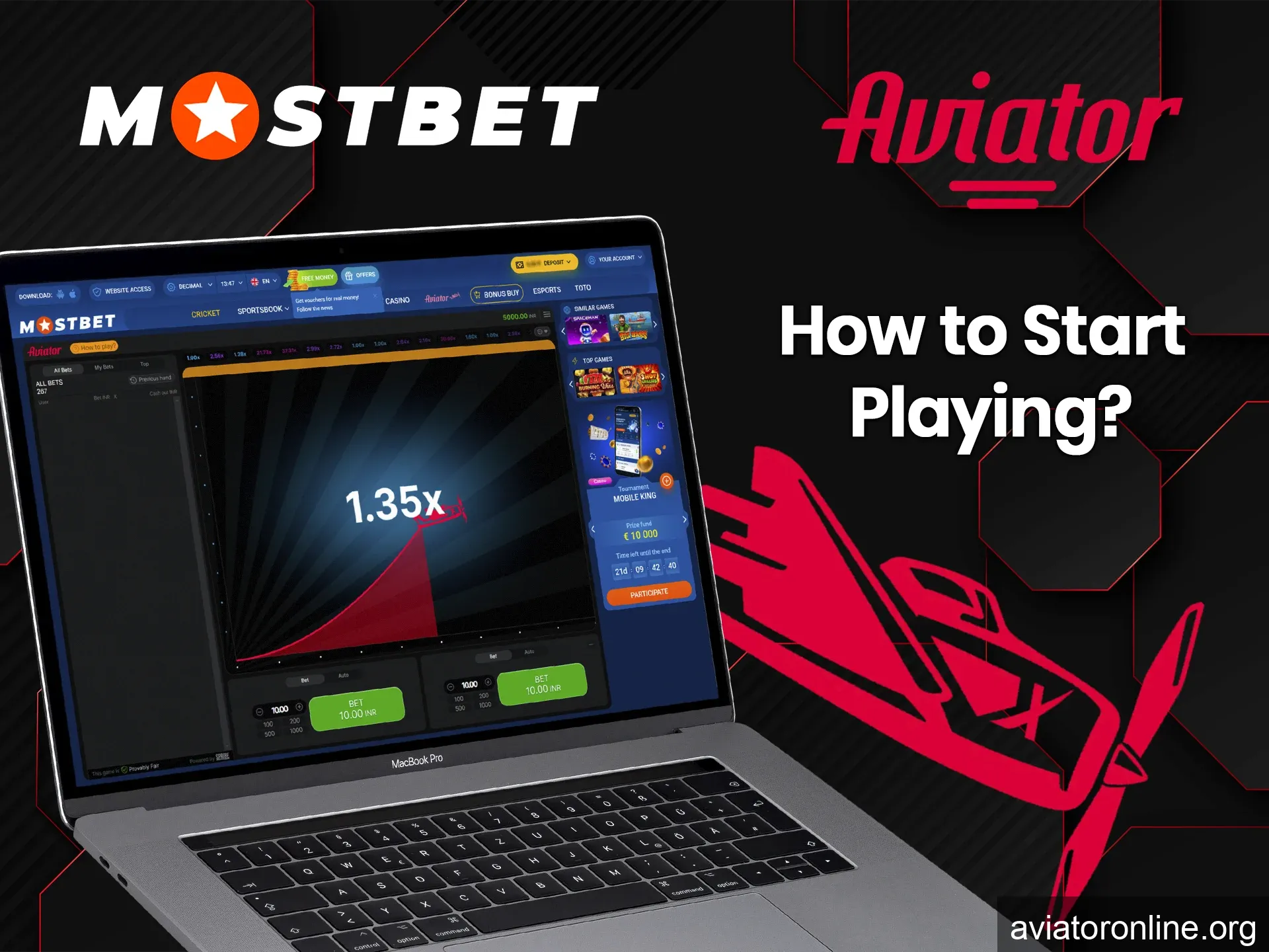 Register at Mostbet, deposit your balance and enjoy playing Aviator.